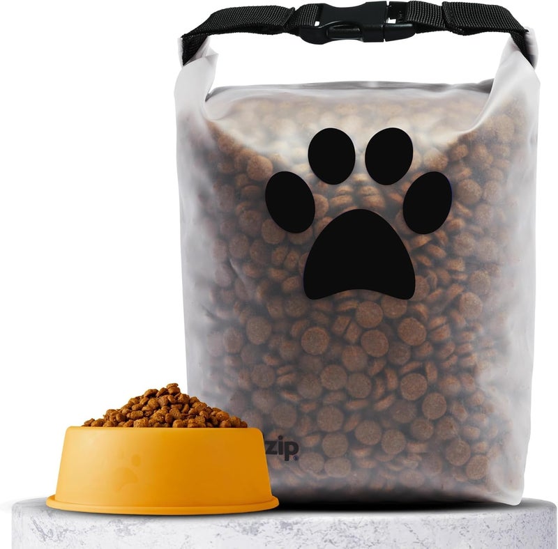 Rezip (re)zip Roll Top Pet Food Storage Bag (14-Cup) | BPA-Free, Food Grade, Pet Safe | Keeps Kibble Fresh for Camping, Dog Boarding, Weekend Getaways | Machine Washable - Image 1